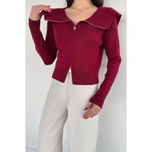 Gülseli Kadın Bebe Yaka Fermuarlı Triko Bluz P-00020343