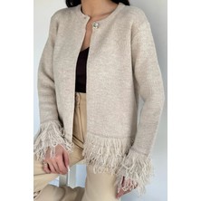 Gülseli Kadın Püsküllü Triko Hırka P-00020364