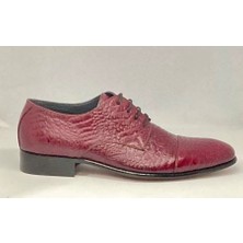 Adnan Shoes Erkek Bordo Bağcıklı Hakiki Özel Baskı Deri Dikişli Fransız Kösele Tabanlı Ökçe Topuklu El Yapımı Ayakkabı
