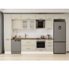 Alvinka 365X240 cm Klasik Mebran Mutfak Dolabı MBB-E80B40S45-3 Kumtaşı - Mdf
