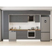 Alvinka 365X240 cm Klasik Mebran Mutfak Dolabı MBB-E80B45S40-2 Antrasit - Suntalam