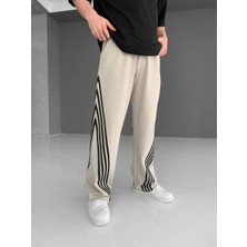 Iki Iplik Kumaş Şeritli Alt Esofman - Gri