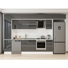 Alvinka 365X240 cm High Gloss Mutfak Dolabı MBB-E80B45S40-2 Antrasit - Suntalam