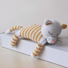 Amigurumi Örgü Oyuncak Uyuyan Kedi Sarı