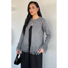 Gülseli Kadın Püsküllü Triko Hırka P-00020364