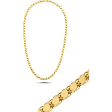 Zümrüt Sarraf 14 Ayar Altın Pullu Zincir Kolye 3 mm