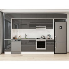 Alvinka 365X240 cm High Gloss Mutfak Dolabı MBB-E80B40S45-1 Antrasit - Mdf