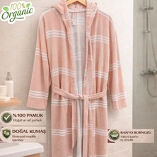 DNRYSL %100 Doğal Pamuk, Yumuşak Dokulu Unisex Kapüşonlu Peştemal Bornoz, Banyo ve Plaj Bornozu