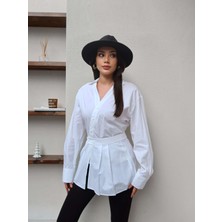 Esra Helvacı Bel Korsajlı Poplin Gömlek