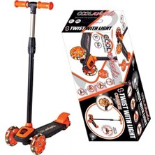 PremiumPort Çocuklar Için Turuncu Twist LED Işıklı 3 Tekerlekli Ayarlanabilir Scooter
