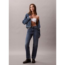 Calvin Klein Jeans Yüksek Bel Düz Paça Straight Mavi Kadın Denim Pantolon Hıgh Rıse Straıght Stanton