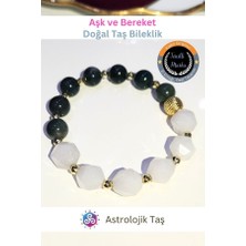 ASTRO STONES Aşk ve Bereket Doğal Taş Bilekliği  - Pembe Kuvars – Yosun Akik - Hematit