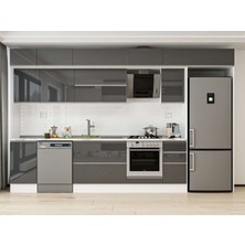 Alvinka 365X240 cm High Gloss Mutfak Dolabı MB-E80S45S40-2 Antrasit - Suntalam