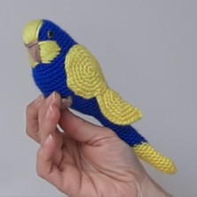 Amigurumi Örgü Oyuncak Muhabbet Kuşu Sarı Lacivert Fenerbahçe