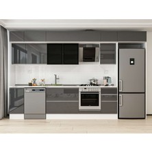 Alvinka 365X240 cm High Gloss Mutfak Dolabı MB-E80S40S45-3 Antrasit - Suntalam