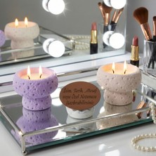 Miaju Sade ve Şık Tasarım, Özel Isim ve Mesaj Yazılabilen Dekoratif Mum Seti, Özel Seri,çift Alevli