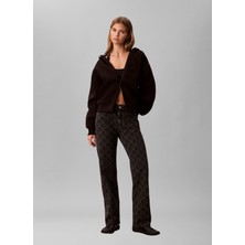 Calvin Klein Jeans Yüksek Bel Düz Paça Straight Siyah Kadın Denim Pantolon Sıgnature 90S Straıght Black Emb