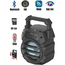 PremiumPort Taşınabilir LED Işıklı Bluetooth Hoparlör, Sd ve USB Bağlantısı, 3 Inç