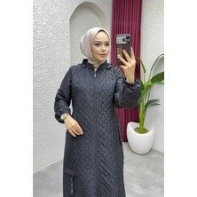 Pamuk Butik Kadın Fermuar Kapamalı Tam Boy Kapitone Mont -PMK509