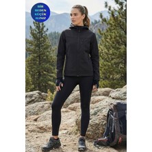 Genius Store Kadın Mont Içi Polarlı Softshell Mont Su ve Rüzgar Geçirmez Kapüşonlu Spor Mont
