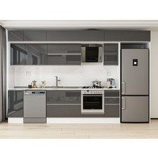 Alvinka 360X240 cm High Gloss Mutfak Dolabı MB-E80S40S40-2 Antrasit - Mdf