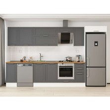 Alvinka 360X222 cm Klasik Mebran Mutfak Dolabı  MB-E80S40S40-2 Antrasit - Mdf