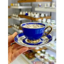 Roy King Lacivert Çiçekli Tek Kişilik Türk Kahvesi Fincanı