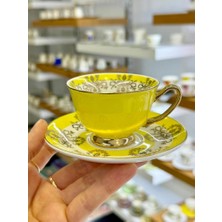 Roy King Sarı Çiçekli Tek Kişilik Türk Kahvesi Fincanı