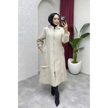 Pamuk Butik Kadın Yandan Cepli Çıkarılabilir Kapüşonlu Kapitone Mont -PMK510