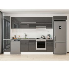 Alvinka 360X222 cm High Gloss Mutfak Dolabı MBB-E80B40S40-1 Antrasit - Suntalam