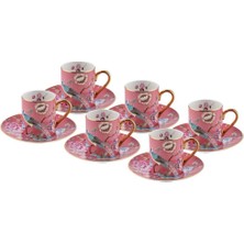 Roy King Pembe Tavus Kuşu 6 Kişilik Türk Kahvesi Fincanı