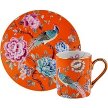 Roy King Turuncu Tavus Kuşu Tek Kişilik Türk Kahvesi Fincanı