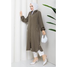 Pamuk Butik Kadın Arkası Tünel Geçişli Cepli Ipek Kupra Kap -PMK511