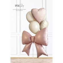 Pekshop Pembe Fiyonk ve Kalp Folyo Balonlar Deniz Kumu Balon Seti SET229