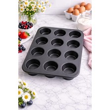 Airobazar 12 Gözlü Muffin Kek Kalıbı Isıya Dayanıklı Yapışmaz Cupcake Tepsisi