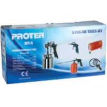 PremiumPort Kompresörlü 5 Parçalı Hava Tabanca Seti, Güçlü ve Dayanıklı Kit