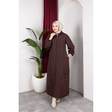 Pamuk Butik Kadın Fermuar Kapamalı Tam Boy Kapitone Mont -PMK509