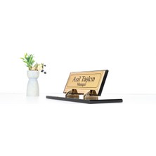 Bronz Cam Masaüstü Isimlik - Dekoratif Masaüstü Isimlik - Ofis Isimlik - Masa Isimliği