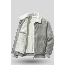 Genius Store Erkek Kadife Mont Peluş Astarlı Tam Fermuarlı Gömlek Yaka Spor Mont