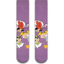 Neşeli Çoraplar Mor Powerpuff Kızlar Unisex Çorap