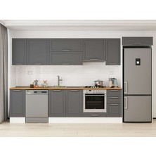 Alvinka 360X222 cm Klasik Mebran Mutfak Dolabı  MB-E80S40S40-1 Antrasit - Suntalam