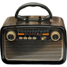 PremiumPort Nostalji Radyo, LED Fener, Bluetooth Hoparlör, Usb-Sd Giriş, Şarjlı, Pilli