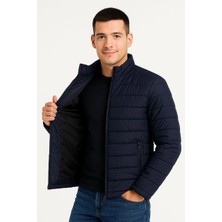 Erkek Bomber Mont Ceket – Su Itici Kumaş, Kapitone Astarlı, Fermuarlı, Kışlık - Lacivert