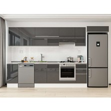 Alvinka 360X222 cm High Gloss Mutfak Dolabı MB-E80S40S40-1 Antrasit - Suntalam