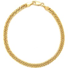 Zümrüt Sarraf 14 Ayar Altın 3 mm Double Gurmet Zincir Bileklik