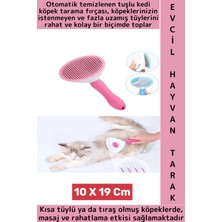 Wintoup Evcil Hayvan Kendinden Tuşlu Otomatik Temizlenen Masaj Etkili Kedi Köpek Tüy Toplama Tarağı Pembe