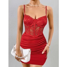 Kiss Me Kadın Kırmızı Transparan ve Dantel Detaylı Gece Kıyafeti