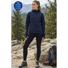 Genius Store Kadın Mont Içi Polarlı Softshell Mont Su ve Rüzgar Geçirmez Kapüşonlu Spor Mont
