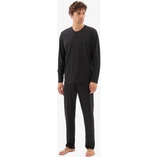 Blackspade Erkek Uzun Kollu Yarım Düğmeli Siyah Pijama Takımı C0T8N704