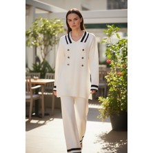 Mandala Tekstil Kadın Şık Düğme Detaylı Triko Alt Üst Takım